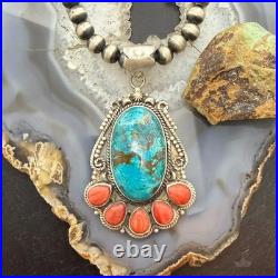 Sterling Southwestern Style Oval Shattuckite & Spiny Oyster Decorated Pendant