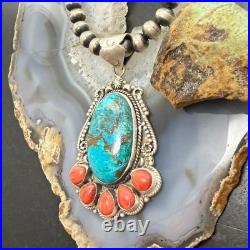 Sterling Southwestern Style Oval Shattuckite & Spiny Oyster Decorated Pendant