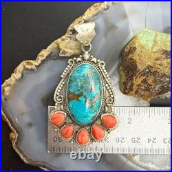 Sterling Southwestern Style Oval Shattuckite & Spiny Oyster Decorated Pendant
