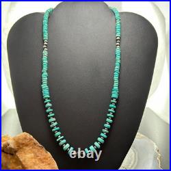 Sterling Southwestern Style Turquoise Beads & Sterling Beads 18-20 Necklace