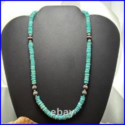 Sterling Southwestern Style Turquoise Beads & Sterling Beads 18-20 Necklace