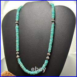 Sterling Southwestern Style Turquoise Beads & Sterling Beads 18-20 Necklace