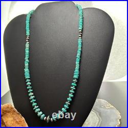 Sterling Southwestern Style Turquoise Beads & Sterling Beads 18-20 Necklace