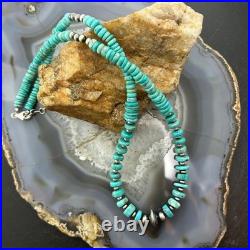 Sterling Southwestern Style Turquoise Beads & Sterling Beads 18-20 Necklace