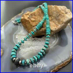 Sterling Southwestern Style Turquoise Beads & Sterling Beads 18-20 Necklace