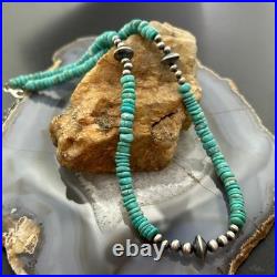 Sterling Southwestern Style Turquoise Beads & Sterling Beads 18-20 Necklace