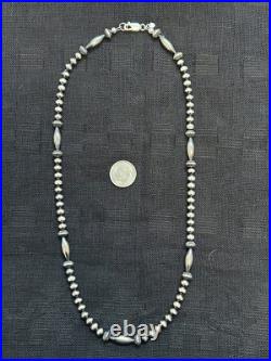Sterling silver Navajo Pearl Style necklace in 19.5 length. SR1028 FREE SHIPPIN