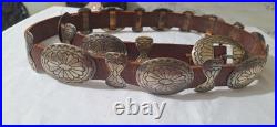 Sterling silver Navajo concho belt for men, Native American style