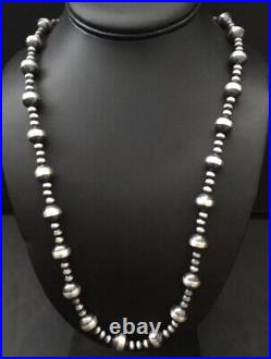 Sterling silver Navajo pearl bead necklace 24 Inch