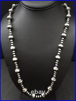 Sterling silver Navajo pearl bead necklace 24 Inch