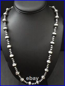 Sterling silver Navajo pearl bead necklace 24 Inch