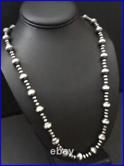 Sterling silver Navajo pearl bead necklace 24 Inch