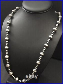 Sterling silver Navajo pearl bead necklace 24 Inch