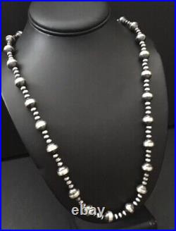 Sterling silver Navajo pearl bead necklace 24 Inch