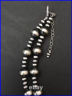 Sterling silver Navajo pearl bead necklace 24 Inch