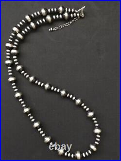 Sterling silver Navajo pearl bead necklace 24 Inch