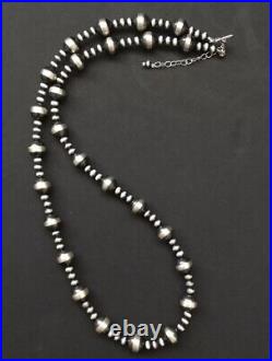 Sterling silver Navajo pearl bead necklace 24 Inch