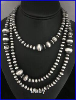 Sterling silver Navajo pearl bead necklace 60 Inch
