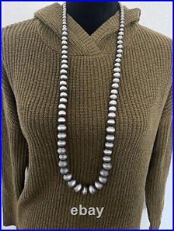 Sterling silver Navajo pearls graduated necklace Bead size 7 mm to 20 mm