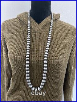Sterling silver Navajo pearls graduated necklace Bead size 7 mm to 20 mm