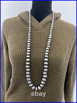 Sterling silver Navajo pearls graduated necklace Bead size 7 mm to 20 mm