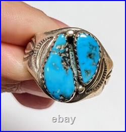 Sterling silver handmade Navajo ring turquoise Size 9