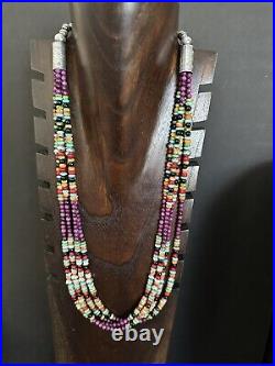 Sterling silver sugiliite multistone necklace 30 inch