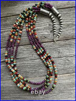 Sterling silver sugiliite multistone necklace 30 inch