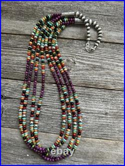 Sterling silver sugiliite multistone necklace 30 inch