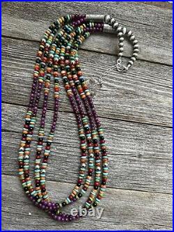 Sterling silver sugiliite multistone necklace 30 inch
