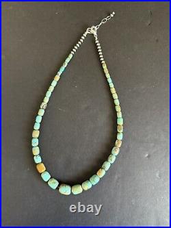 Sterling silver turquoise Bead necklace 16 inch