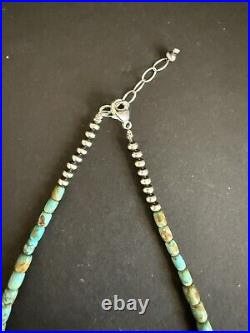 Sterling silver turquoise Bead necklace 16 inch