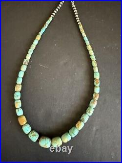 Sterling silver turquoise Bead necklace 16 inch