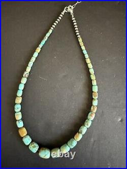 Sterling silver turquoise Bead necklace 16 inch