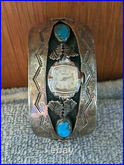 Sterling turquoise (pawn) cuff watch