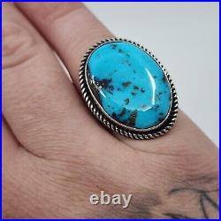 Stunning Albert Jake Navajo Sterling Silver & Turquoise Ring Size 7.5