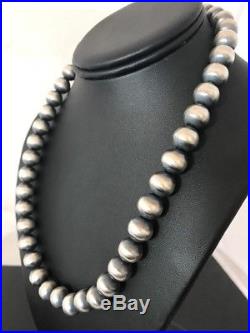 Stunning Navajo Pearls 12 mm Sterling Silver Bead Necklace 20 Sale 1242 USA