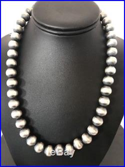 Stunning Navajo Pearls 12 mm Sterling Silver Bead Necklace 20 Sale 1242 USA