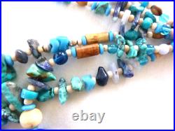 Stunning Navajo'Sky Spirit' Necklace 28 Turquoise Glass 925 Sterling Silver
