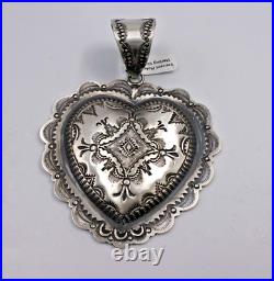 Stunning Navajo Sterling Silver Pendant Heart 4 Vincent Platero