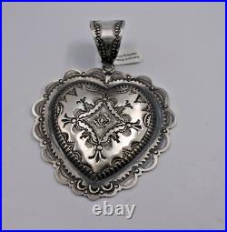 Stunning Navajo Sterling Silver Pendant Heart 4 Vincent Platero