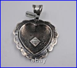 Stunning Navajo Sterling Silver Pendant Heart 4 Vincent Platero