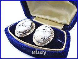 Stunning Navajo White Buffalo Cabochon Sterling Silver Post Earrings