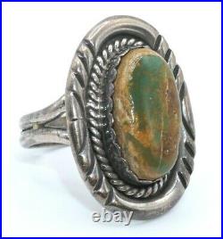 Stunning Vintage Navajo Sterling Silver Green Turquoise Ring Size 14 Mens Women
