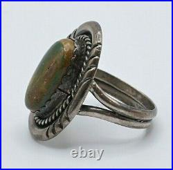 Stunning Vintage Navajo Sterling Silver Green Turquoise Ring Size 14 Mens Women