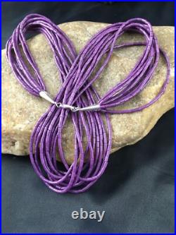 Sugilite Stabilized Heishi 10 Strand Navajo Sterling Silver Necklace 19 10167