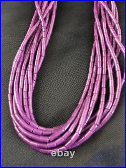 Sugilite Stabilized Heishi 10 Strand Navajo Sterling Silver Necklace 19 10167
