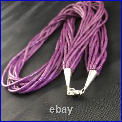 Sugilite Stabilized Heishi 10 Strand Navajo Sterling Silver Necklace 19 10167