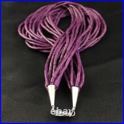 Sugilite Stabilized Heishi 10 Strand Navajo Sterling Silver Necklace 19 10167