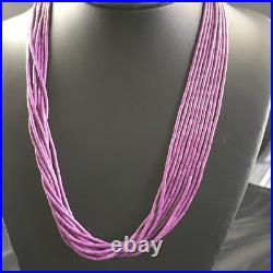 Sugilite Stabilized Heishi 10 Strand Navajo Sterling Silver Necklace 19 10167